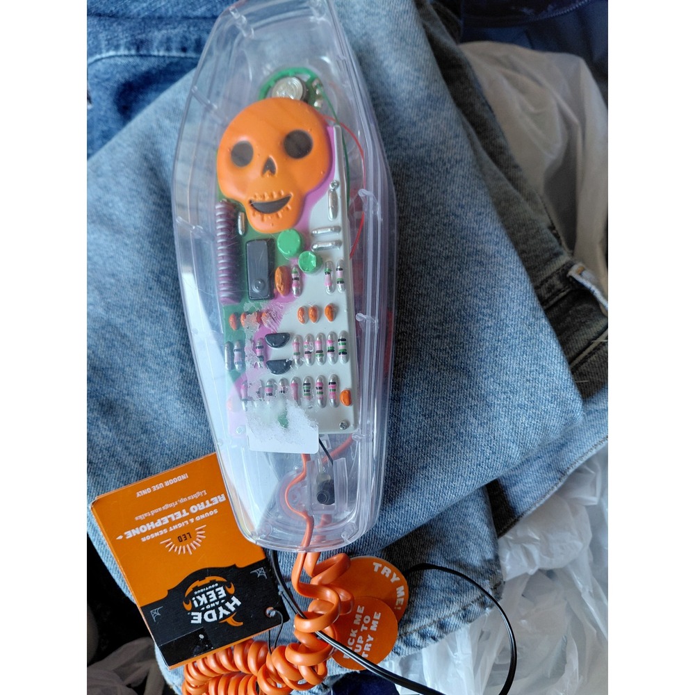 Hyde and EEK Boutique Retro Telephone Halloween Decor Clear Skull Y2K Novelty